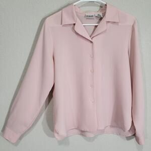 Liz Baker Pink Vintage Blouse Womens 6P Button Up Long Sleeve Office Classic 90s